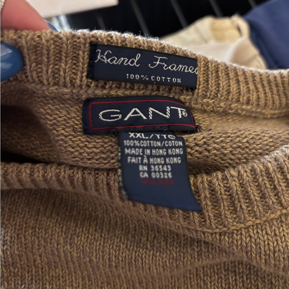 Gant Tan Fall/Christmas Hand Framed 100% cotton sweater - Picture 3 of 6